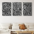 thumbnail image 1 of PixonSign Canvas Print Wall Art Set Maze Inspired Line Pattern Geometric Shapes Illustrations Modern Art Contemporary Edgy Dark Black and White for Living Room, Bedroom, Office - 24"x36"x3, 1 of 5