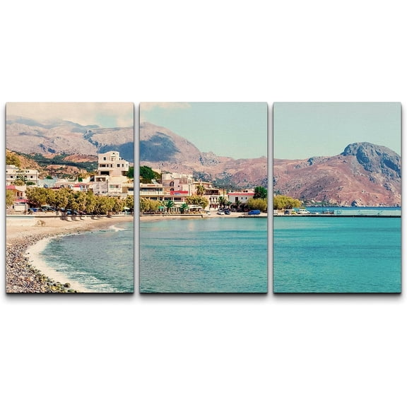 PixonSign Canvas Print Wall Art Set Mountain Range Coastal Beach Shore Urban Architecture Photography Realism Scenic Landscape Decorative Colorful Multicolor for Bedroom - 16"x24"x3
