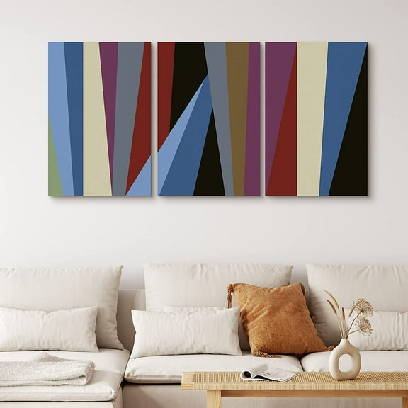 PixonSign Canvas Print Wall Art Set Multicolor Geometric Spikes Abstract Shapes Illustrations Pop Art Modern 3D Colorful Multicolor Neon for Living Room, Bedroom, Office - 16"x24"x3
