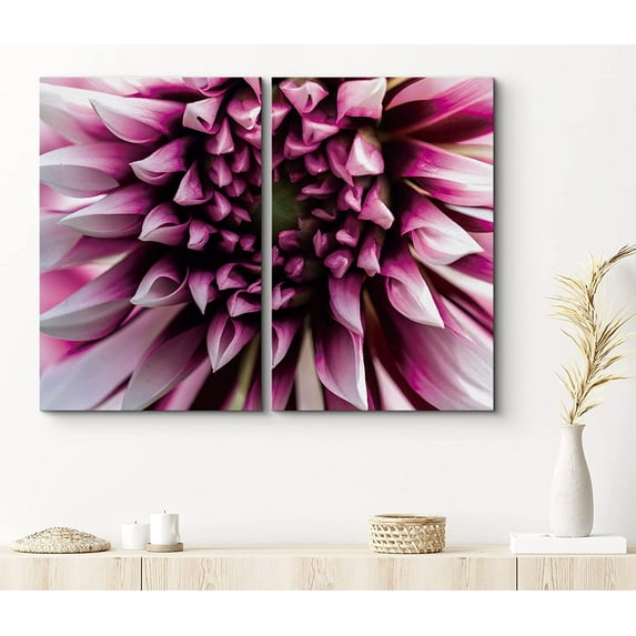 PixonSign Canvas Print Wall Art Set Pink and White Hydrangea Botanical Wilderness Photography Realism Contemporary Portrait Colorful Multicolor Ultra for Living Room, Bedroom, Office - 16"x24"x2