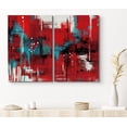 thumbnail image 1 of PixonSign Canvas Print Wall Art Set Red, Teal and Black Grunge Brushstrokes Geometric Shapes Illustrations Contemporary Edgy Multicolor Ultra for Living Room, Bedroom, Office - 24"x36"x2, 1 of 5