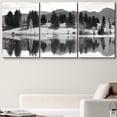 thumbnail image 1 of PixonSign Canvas Print Wall Art Set Retro Field of Trees & Lake Reflection Nature Wilderness Photography Realism Rustic Landscape Relax/Calm Black and White for Living Room, Bedroom - 24"x36"x3, 1 of 5