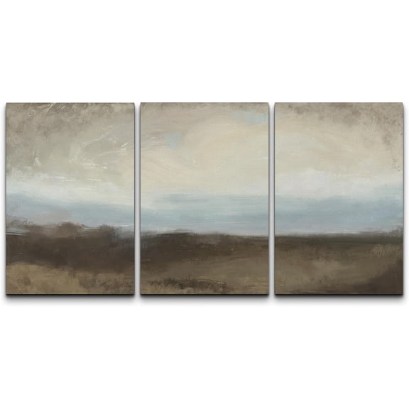 PixonSign Canvas Print Wall Art Set Rural Cloudy Sky Field Nature Wilderness Fine Art Illustrations Decorative Multicolor Landscape Rustic Country/Farmhouse - 24"x36"x3