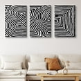 thumbnail image 1 of PixonSign Canvas Print Wall Art Set Smooth and Bumpy Line Pattern Geometric Shapes Illustrations Modern Art Contemporary Edgy Dark Black and White for Living Room, Bedroom, Office - 16"x24"x3, 1 of 5