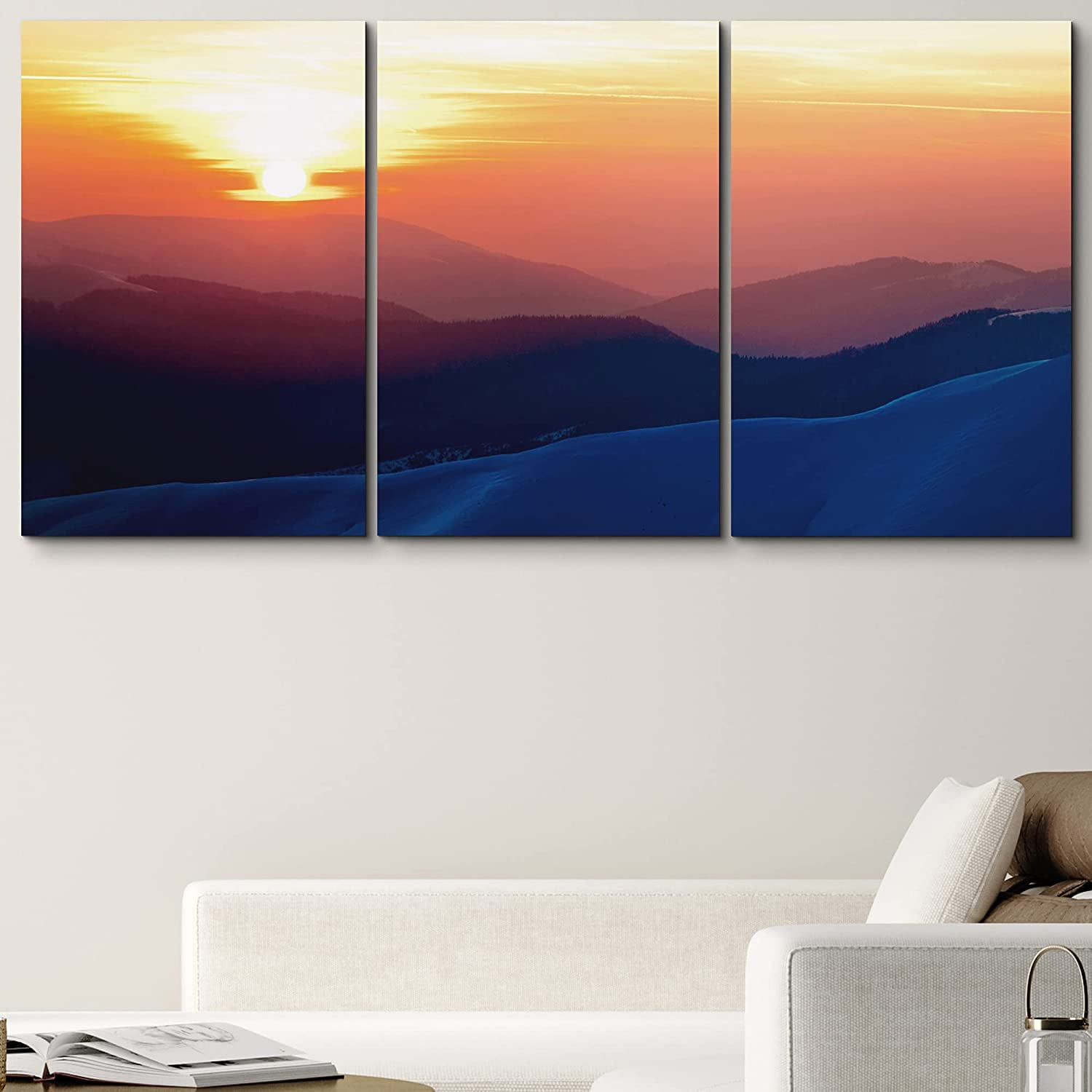 PixonSign Canvas Print Wall Art Set Sunset in The Mountain Valley ...