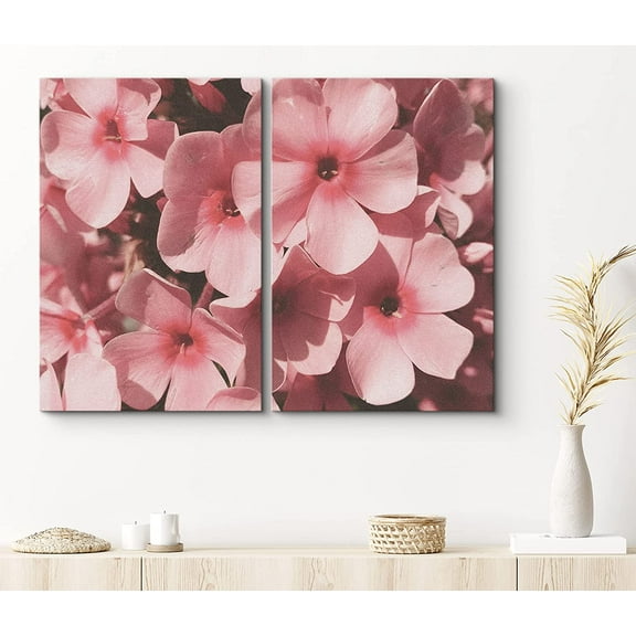 PixonSign Canvas Print Wall Art Set View of Pink Cosmos Flowers Botanical Bouquet Photography Realism Romantics Portrait Colorful Multicolor Ultra for Living Room, Bedroom, Office - 24"x36"x2