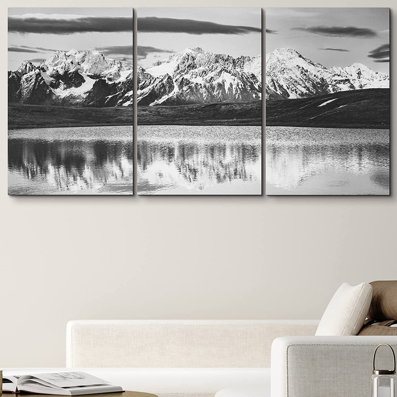 PixonSign Canvas Print Wall Art Set Vintage Mountain Range & Reflection ...