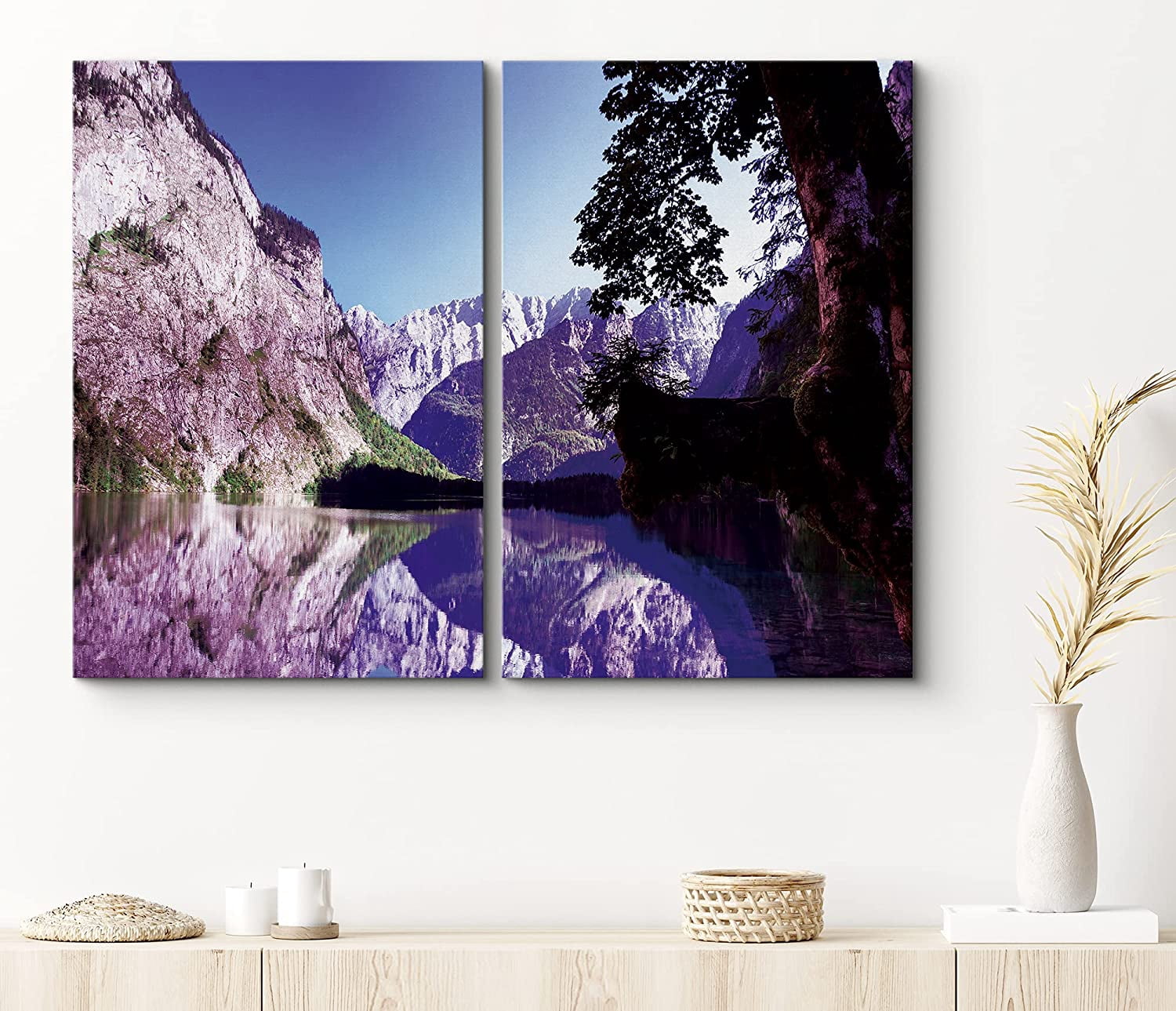PixonSign Canvas Print Wall Art Set Yosemite Forest in Purple Hues ...