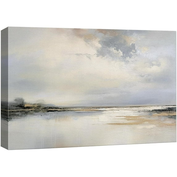 PixonSign Canvas Print Wall Art Storm Cloud Lake Reflection Nature Wilderness Illustrations Fine Art Decorative Farmhouse/Country Relax/Calm/Cozy Multicolor Zen for Bedroom - 32"x48"