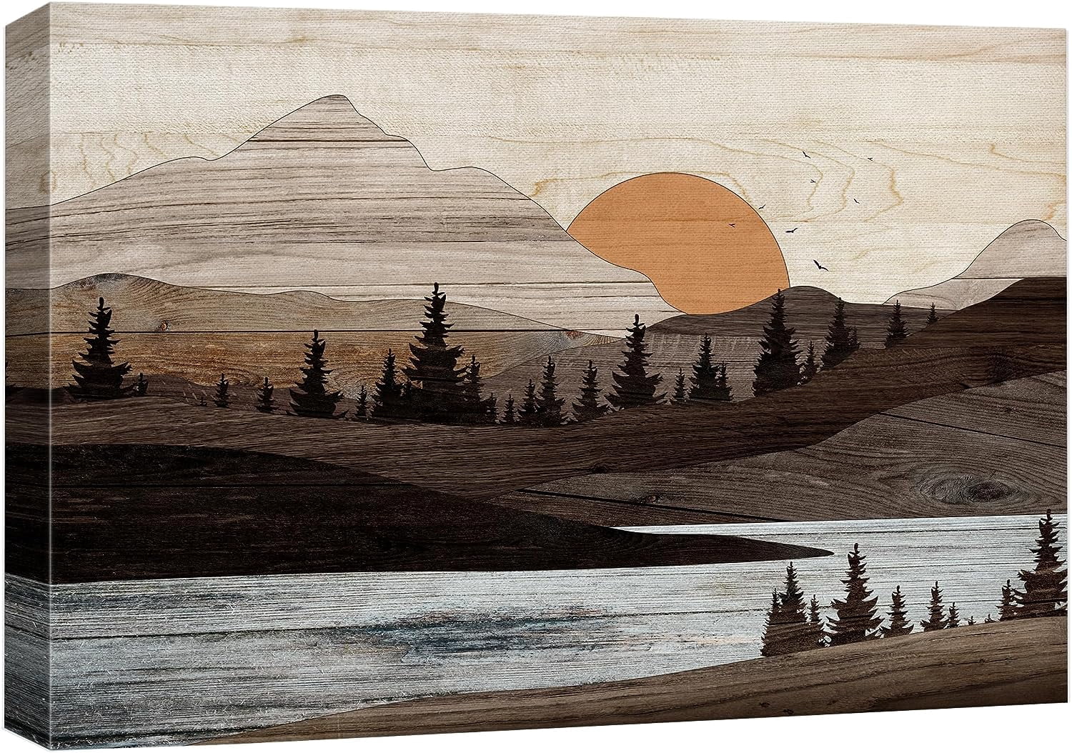 PixonSign Canvas Print Wall Art Sunset Mountain Range River Nature ...