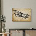 thumbnail image 1 of PixonSign Canvas Print Wall Art Vintage Biplane Soars on Brown Background Transportation Airplanes Illustrations Realism Contemporary Aerial Fun Sepia for Living Room, Bedroom, Office - 16"x24", 1 of 5