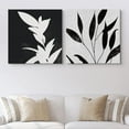 thumbnail image 1 of PixonSign Canvas Print Wall Art Vintage Deconstructed Leaves Floral Wilderness Digital Art Modern Art Zen Relax/Calm Dark Black and White for Living Room, Bedroom, Office - 24"x24" x 2, 1 of 5
