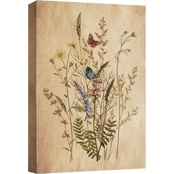 PixonSign Canvas Print Wall Art Vintage Garden Wildflower Still Life Nature Wilderness Illustrations Modern Art Botanical Floral Farmhouse/Country Relax/Calm/Cozy - 24"x36"