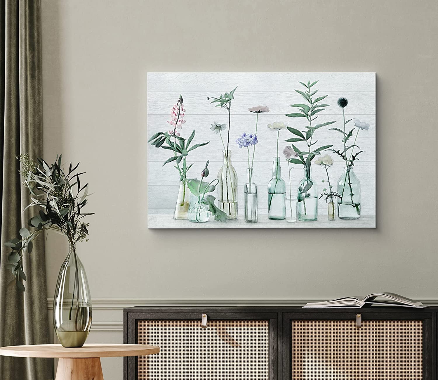 PixonSign Canvas Print Wall Art Watercolor Imprint Pink & Purple Flower ...