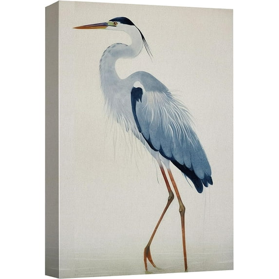 PixonSign Canvas Print Wall Art Watercolor Pastel Blue Heron Galapagos Bird Animals Wilderness Illustrations Modern Art Antique Vintage Farmhouse Relax/Calm/Cozy - 12"x18"