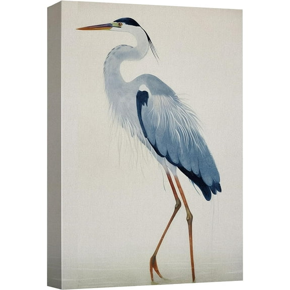 PixonSign Canvas Print Wall Art Watercolor Pastel Blue Heron Galapagos Bird Animals Wilderness Illustrations Modern Art Antique Vintage Farmhouse Relax/Calm/Cozy - 12"x18"