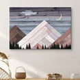thumbnail image 1 of PixonSign Canvas Print Wall Art Woodblock Crescent Moon & Mountain Nature Wilderness Wood Panels Modern Art Contemporary Scenic Relax/Calm Multicolor Warm for Living Room, Bedroom, Office - 12x18, 1 of 5