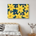 thumbnail image 1 of PixonSign Canvas Print Wall Art Yellow Daisy Flowers on Blue Grid Floral Plants Illustrations Modern Art Minimalist Colorful Multicolor Neon for Living Room, Bedroom, Office - 16"x24", 1 of 5