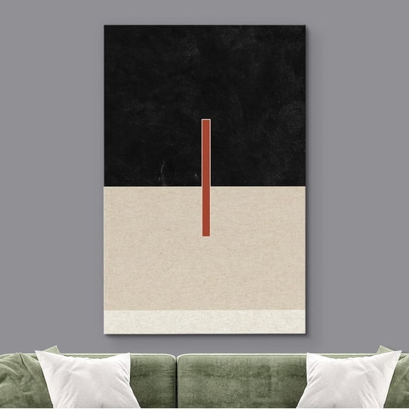 PixonSign Canvas Wall Art Geometric Art Deco Red Black Color Block Abstract Print Minimalism Contemporary Nordic Calm/Relax Decoration for Living Room, Bedroom, Office - 12"x18"