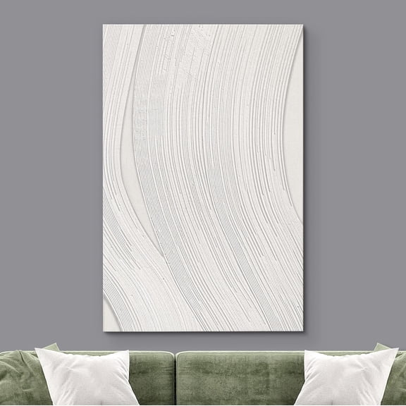 PixonSign Canvas Wall Art Gray & White Paint Stroke Collage Abstract Print Minimalism Contemporary Nordic Relax/Calm Artwork Decoration for Living Room, Bedroom, Office - 24"x36"