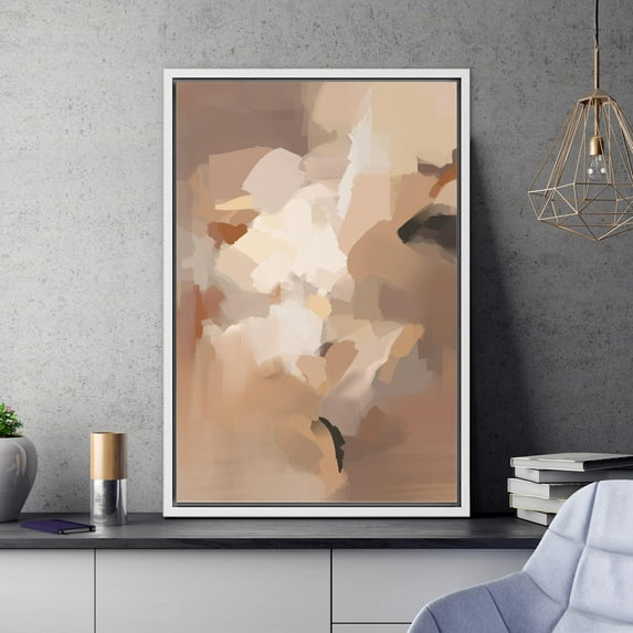 PixonSign Canvas Wall Art Pastel Brown Watercolor Geometric Abstract Artwork Colorful Oil Paintings Modern Prints Minimalism Contemporary Nordic Decorative for Rooms - 24"x36" White