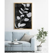 PixonSign Framed Botanical Wall Art Silver Fern Leaves Floral Illustration Canvas Print Minimalist Black and White Art Plant Wall Decor for Living Room Bedroom - 24"x36" Natural