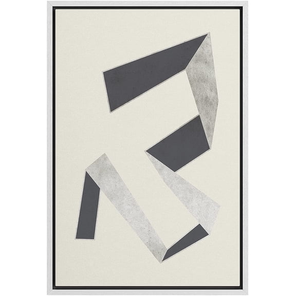 PixonSign Framed Canvas Print Wall Art Art Deco Retro Gray Geometric Line Pattern Abstract Shapes Illustrations Modern Art Decorative Minimal for Living Room, Bedroom, Office - 24"x36" White