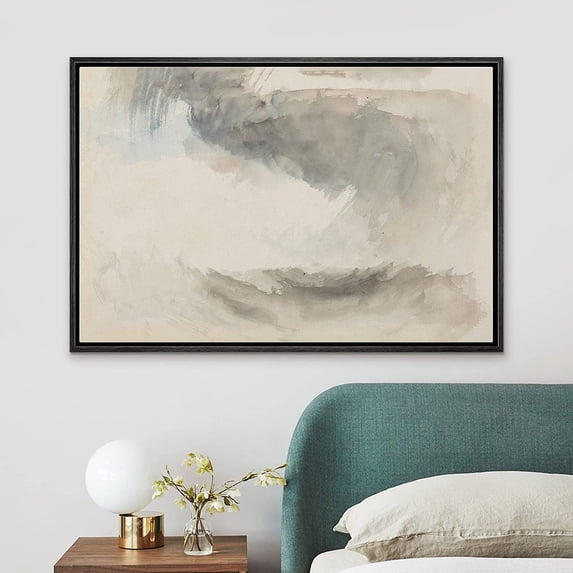 PixonSign Framed Canvas Print Wall Art Black Blue Abstract Pastel Landscape Nature Wilderness Illustrations Modern Art Decorative Minimal Rustic for Living Room, Bedroom, Office - 24"x36" Black