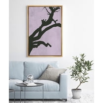 PixonSign Framed Canvas Print Wall Art Black Branches on Pink Background Floral Wilderness Illustrations Minimalism Modern Colorful Multicolor Dark for Living Room, Bedroom, Office - 24"x36" Natural