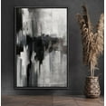 thumbnail image 1 of PixonSign Framed Canvas Print Wall Art Black Brushstrokes on Gray Background Abstract Shapes Illustrations Minimalism Alternative Edgy Dark for Living Room, Bedroom, Office - 24"x36" Black, 1 of 5