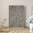 thumbnail image 1 of PixonSign Framed Canvas Print Wall Art Blocks of Symmetrical Lines Abstract Shapes Illustrations Minimalism Contemporary Dramatic Black and White for Living Room, Bedroom, Office - 24"x36" Natural, 1 of 5