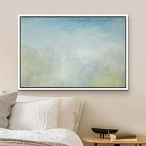 PixonSign Framed Canvas Print Wall Art Blue Pastel Watercolor Cloudy Sky Abstract Shapes Illustrations Modern Art Decorative Minimal Relax/Calm for Living Room, Bedroom, Office - 24"x36" White