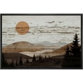 thumbnail image 1 of PixonSign Framed Canvas Print Wall Art Brown Mountain Range Forest Nature Wilderness Digital Art Wood Panel Landscape Farmhouse/Country Relax/Calm/Cozy Geometric Abstract - 24"x36" Black, 1 of 5