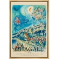 thumbnail image 1 of PixonSign Framed Canvas Print Wall Art Chagall Crescent Moon Pastel Floral Landscape Classic Vintage Illustrations Fine Art Decorative Multicolor for Living Room, Bedroom, Office - 24"x36" NATURAL, 1 of 5
