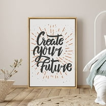 PixonSign Framed Canvas Print Wall Art Create Your Future Phrase People Motivation Typography Modern Art Contemporary Relax/Calm Multicolor Ultra for Living Room, Bedroom, Office - 24"x36" Natural