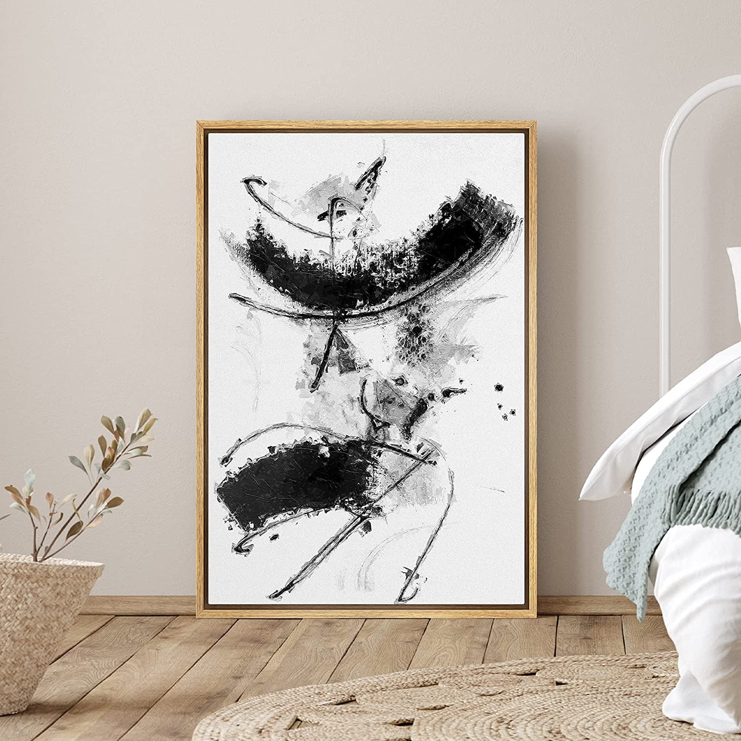 PixonSign Framed Canvas Print Wall Art Lined Black