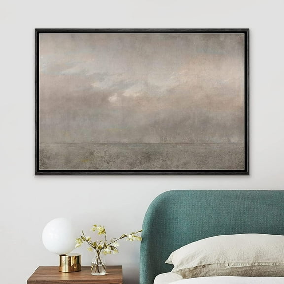 PixonSign Framed Canvas Print Wall Art Dark Brown Storm Cloud Landscape Abstract Shapes Illustrations Modern Art Decorative Minimal Relax/Calm for Living Room, Bedroom, Office - 16"x24" Black