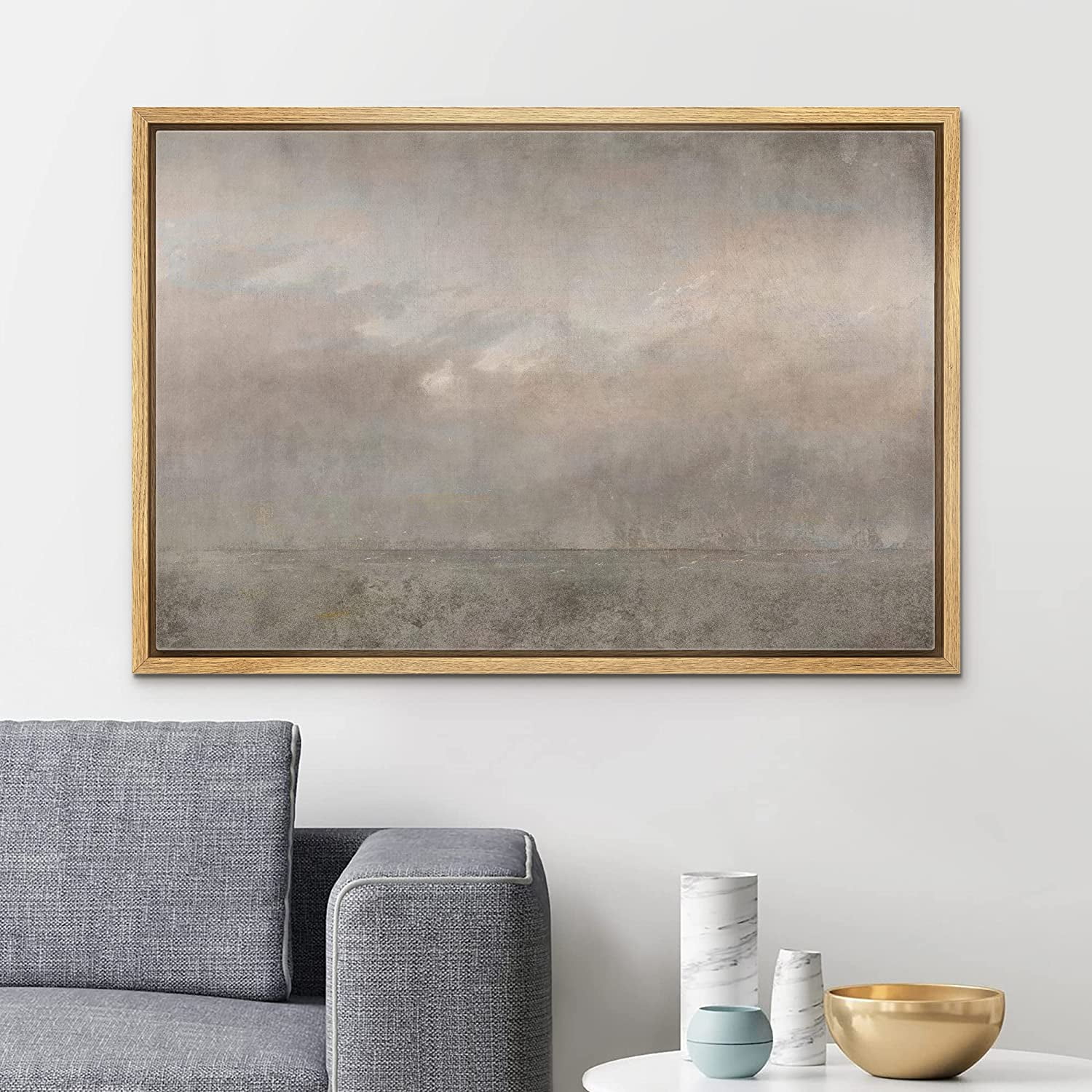 Natural Framed Abstract Landscape Canvas Print 16" x 24"