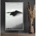 thumbnail image 1 of PixonSign Framed Canvas Print Wall Art Dark Mountain Above Fog Nature Wilderness Photography Realism Contemporary Scenic Dark Black and White for Living Room, Bedroom, Office - 24x36 White, 1 of 5