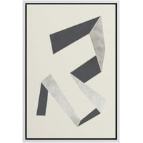 PixonSign Framed Canvas Print Wall Art Art Deco Retro Gray Geometric Line Pattern Abstract Shapes Illustrations Modern Art Decorative Minimal for Living Room, Bedroom, Office - 16"x24" White