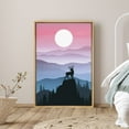 thumbnail image 1 of PixonSign Framed Canvas Print Wall Art Deer Over Night Mountain Range Animals Wilderness Illustrations Modern Art Contemporary Scenic Colorful Boho Decor for Living Room, Bedroom - 16"x24" Natural, 1 of 5