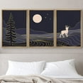 thumbnail image 1 of PixonSign Framed Canvas Print Wall Art Deer Underneath The Moonlight Animals Wilderness Digital Art Modern Art Farmhouse/Country Colorful Metallic for Living Room, Bedroom, Office - 24"x36"x3 Natural, 1 of 5
