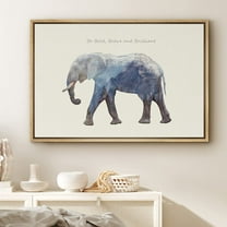 PixonSign Framed Canvas Print Wall Art Double Exposure Forest Elephant Animals Wilderness Photography Modern Art Contemporary Colorful Multicolor for Living Room, Bedroom, Office - 24"x36" Natural
