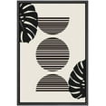 thumbnail image 1 of PixonSign Framed Canvas Print Wall Art Duotone Tropical Mid-Century Fan Leaf Collage Abstract Shapes Illustrations Modern Art Boho Decorative Chic for Living Room, Bedroom, Office - 24"x36" BLACK, 1 of 5