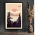 thumbnail image 1 of PixonSign Framed Canvas Print Wall Art Elk Overlooks Dark Purple Forest Animals Wilderness Illustrations Modern Art Rustic Landscape Relax/Calm Warm Boho Decor for Living Room, Bedroom - 16"x24" Black, 1 of 5