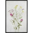 thumbnail image 1 of PixonSign Framed Canvas Print Wall Art Fine Art Pastel Pink & Yellow Wildflower Nature Wilderness Illustrations Modern Art Botanical Floral Farmhouse/Country Relax/Cozy - 16"x24" Black, 1 of 5