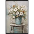 thumbnail image 1 of PixonSign Framed Canvas Print Wall Art Fine Art Still Life White Daisy Flowers Nature Wilderness Illustrations Modern Art Botanical Floral Farmhouse/Country Relax/Calm/Cozy - 16"x24" Black, 1 of 5