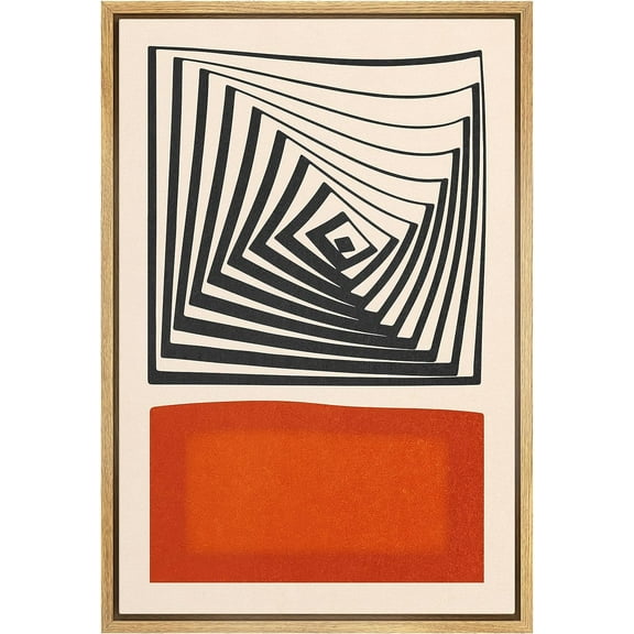 PixonSign Framed Canvas Print Wall Art Geometric Illusion Square Polygon Pattern Abstract Shapes Modern Art Illustrations Boho Style Decorative Colorful Multicolor - 16"x24" Natural