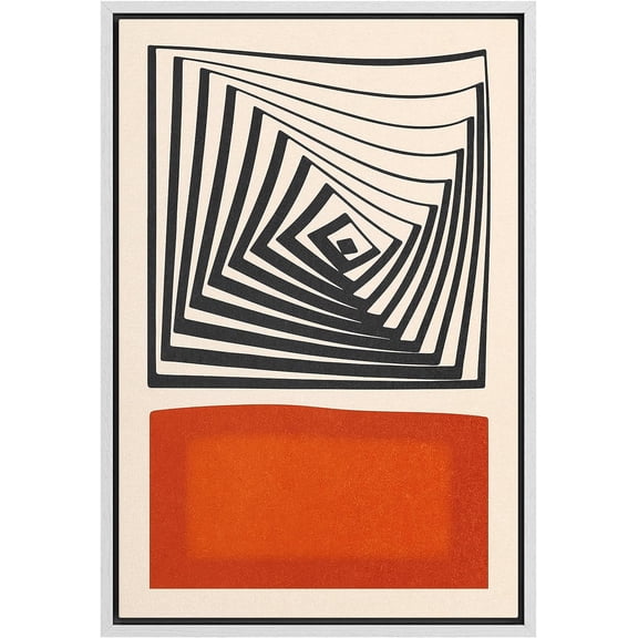 PixonSign Framed Canvas Print Wall Art Geometric Illusion Square Polygon Pattern Abstract Shapes Modern Art Illustrations Boho Style Decorative Colorful Multicolor - 16"x24" White