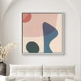 thumbnail image 1 of PixonSign Framed Canvas Print Wall Art Geometric Mid-Century Green and Blue Shapes Abstract Circle Illustrations Modern Art Alternative Relax/Calm Warm for Living Room, Bedroom, Office - 24"x24" White, 1 of 5